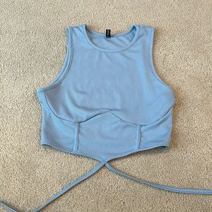 Zaful Blue Tie Crop Top